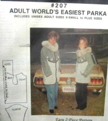 207 ADULT EZ 2 PC  PARKA, HOOD/ COLLAR UNISEX PATTERN XS-LG